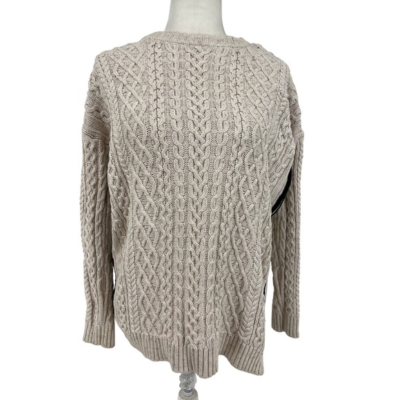 Margaret O'Leary Sweaters - Margaret O'Leary‎ Cable Knit Sweater Womens Medium Beige Good Side Zip Pullover